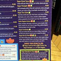 Vegan portion of the menu  at Poco Loco in Toledo