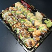 deluxe california roll, dragon roll, and 1985 roll (L to R)  at Gorilla Eats Sushi in San Diego