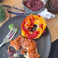 Carrot lox bagel at Full-Fill in Koh Lanta