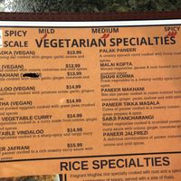 A couple changes to the menu that the owner totally helped out with.   The Dal Makhina is not vegan.  And the Bhartha does not contain cheese even though it says it does    at Taj Mahal Fine Indian Cuisine  in Rochester