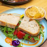 Hummus and red pepper sandwich at Grind House Bawtry in Doncaster