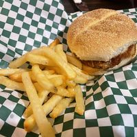 Vegan Chicken Parmesan Sandwich and fries  at Jordan's Homeside Pub in Hamilton