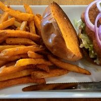 Vegan Chicken Sandwich with Fries(Fries not cooked separately). at The Craft House in Clovis