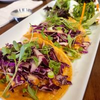 Vegetarian Jackfruit Tacos with side salad. at The Craft House in Clovis