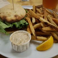 Vegan burger (Indian) at Chez Victor - St Jean in Quebec