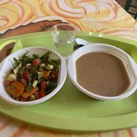 Soup and salad at Klub Makrovega in Rijeka