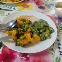 Mixed vegetables, gnocchi, vegan mayo, bean soup at Klub Makrovega in Rijeka