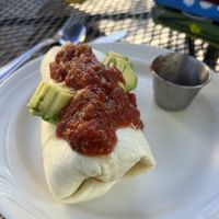 Tofu burrito with avocadoo  at Cafe Regis in Red Lodge