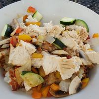 Heaping Bowl with tofu at Cafe Regis in Red Lodge