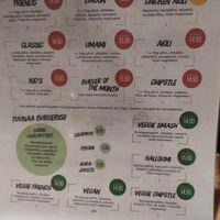 Menu at Friends & BRGRS in Rovaniemi