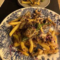 Mushroom & pepper loaded fries  at La Favorita Bar in Alicante