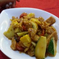 sweet and sour veggie meat at Mei Lin Vegetarian in Malacca