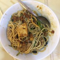 Ramen with bbq mock meat and mushrooms sauce at Mei Lin Vegetarian in Malacca