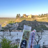 Pistachio marzipan and almonds  at Turrones Artesanos in Toledo