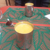Dessert - soy milk mango smoothie at Maharadja Chez Chander in Sion
