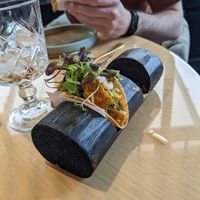 Corn taco in tray at Zalmhuis in Capelle Aan Den Ijssel