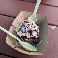 Black bean brownie with oat ice cream at The Groovy Floret in Portland