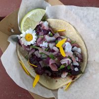 Taco with "cotilla" at The Groovy Floret in Portland