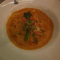 (Main) KERALAN SWEET 
POTATO CURRY: Choy sum, broccoli, coriander and coconut with steamed jasmine rice at The Ivy in Manchester