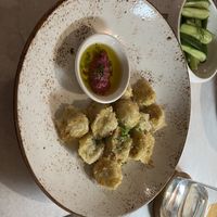 Leek and courgette pelmini   at The Sparrows in Manchester