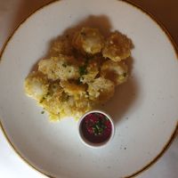 Vegan pelmeni with leek and courgette at The Sparrows in Manchester