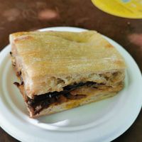 Seitan and aubergines focaccia at Vetro - Maybe closed in Bologna