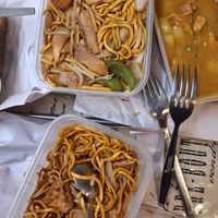 chow mean and curry tofu at Full Circle in South Shields