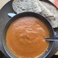 Moroccan sweet potato and chickpea soup  at Manna House Bakery & Patisserie in South Queensferry