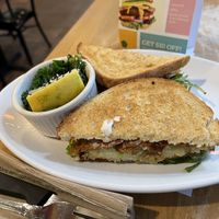 Fried green tomato blt and steamed kale   at Native Foods - The Loop in Chicago