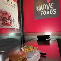 The Red Nashville Hot with a side of Mac & Cheese! I think that’s my (sandwich) Catfish in the back 👀  at Native Foods - The Loop in Chicago