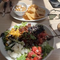 Bbq chicken salad and elote with chips  at Native Foods - The Loop in Chicago