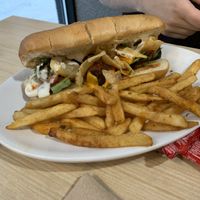 Meatball sub with fries   at Native Foods - The Loop in Chicago