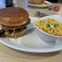 Chicken, bacon, avocado sandwich with Mac n cheese   at Native Foods - The Loop in Chicago