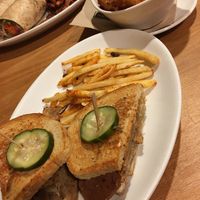 Reuben, Thai Chili Brussels Sprouts and a Falafel wrap at Native Foods - The Loop in Chicago