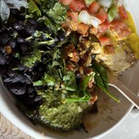 Vegan bowl with tofu and curry and bbq sauce  at Five on Black in Bozeman