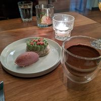 Tiramisu and mini cake dessert at Osteria Du in Toronto