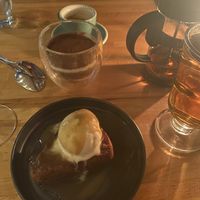GF Spice cake with gelato and Carmel, top is Tiramisu (not GF)    at Osteria Du in Toronto