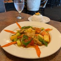 Sweet and tangy entree with soy chicken at Buddha's Belly in Jacksonville Beach