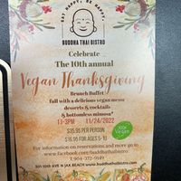 Vegan Thanksgiving buffet flyer at Buddha's Belly in Jacksonville Beach
