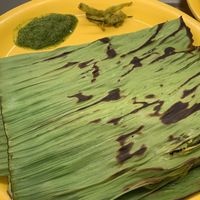 Rice pancakes steamed in banana leaves. Yum! at Swati Snacks - Mumbai in Mumbai