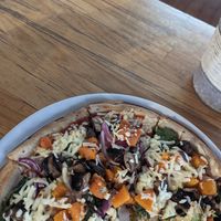 Vegetarian pizza with vegan cheese at The Greenock in Greenock