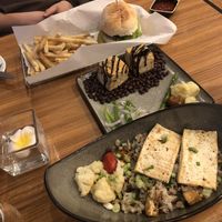 Vegan Burger, Tofu Steak, and vegan fried ricee  at Cafe Kitchen in Guam