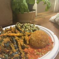 Pumpkin fries, aranchino, and chickpeas   at Artisti del Vegetariano in Milan