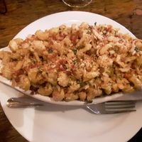 Mac comes with crispy onions and bac'n at Sweet Hereafter in Portland