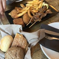 Soy Skewer, rice balls and fries 🍟   at aTipico in Palermo