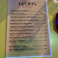 Menu October 2022  at Facing Heaven  in East London