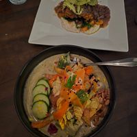 seitan marsala (top), curry (Bottom) at Plant in Asheville