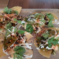 Chili con queso Brussels tostada at Plant in Asheville