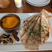 Flatbread and roasted red pepper dip at Plant in Asheville
