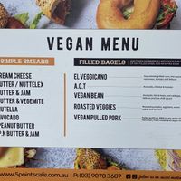 Menu  at Five Points in Melbourne